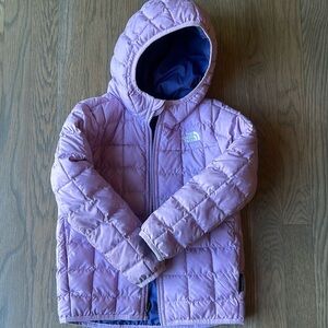 The North Face reversible thermoball hooded jacket, size 5 lavender / lupine